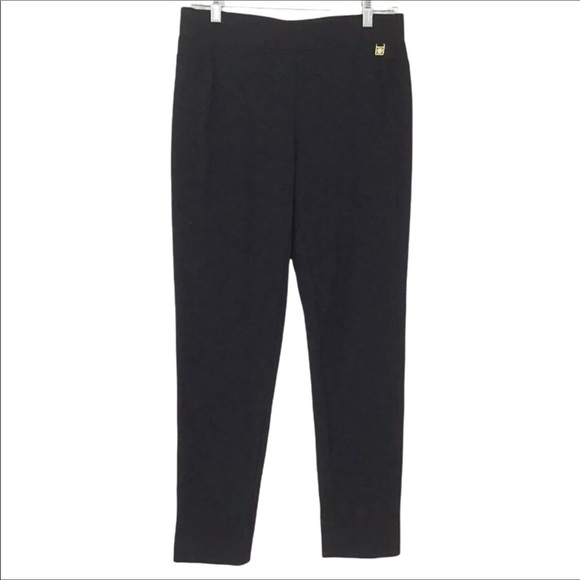 Anne Klein Black Pull On Pants Size 2 Compression Skinny Leggings Elastic Waist - Picture 1 of 9